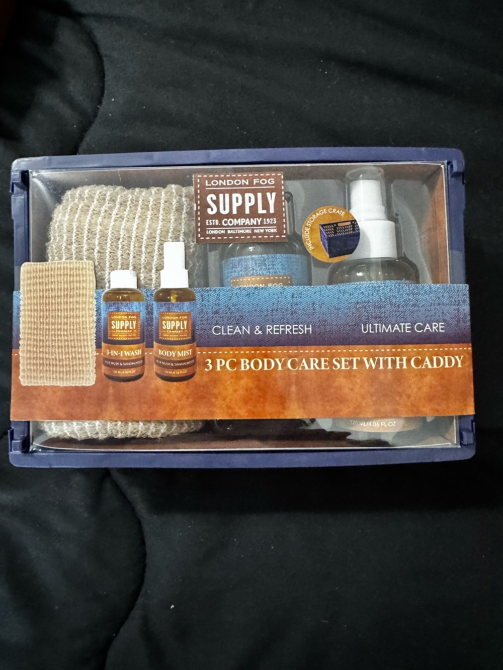 NWT London Fog 3-Piece Body Care Set with Caddy - Navy - Picture 2 of 9